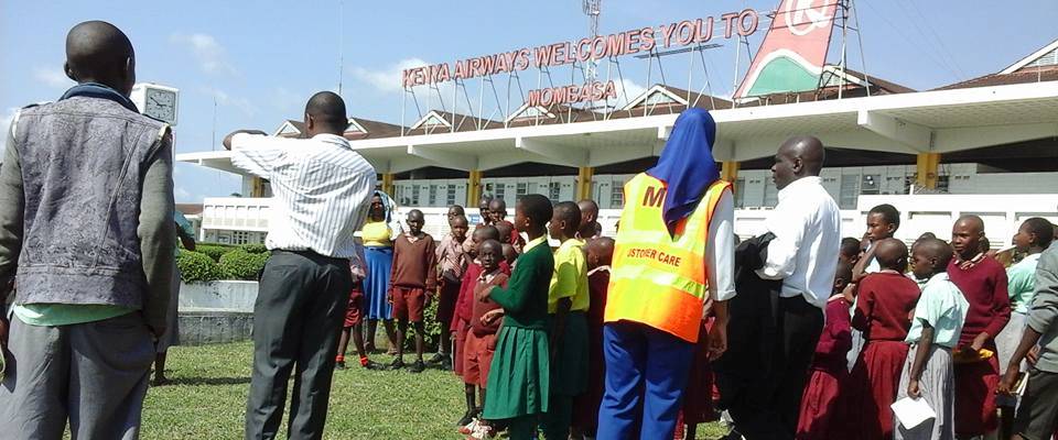pupils at mombasa airport on an educational tour